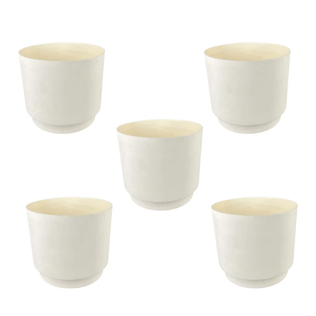Set of 5 - 4 Inch Beige Velora Premium Plastic Planter
