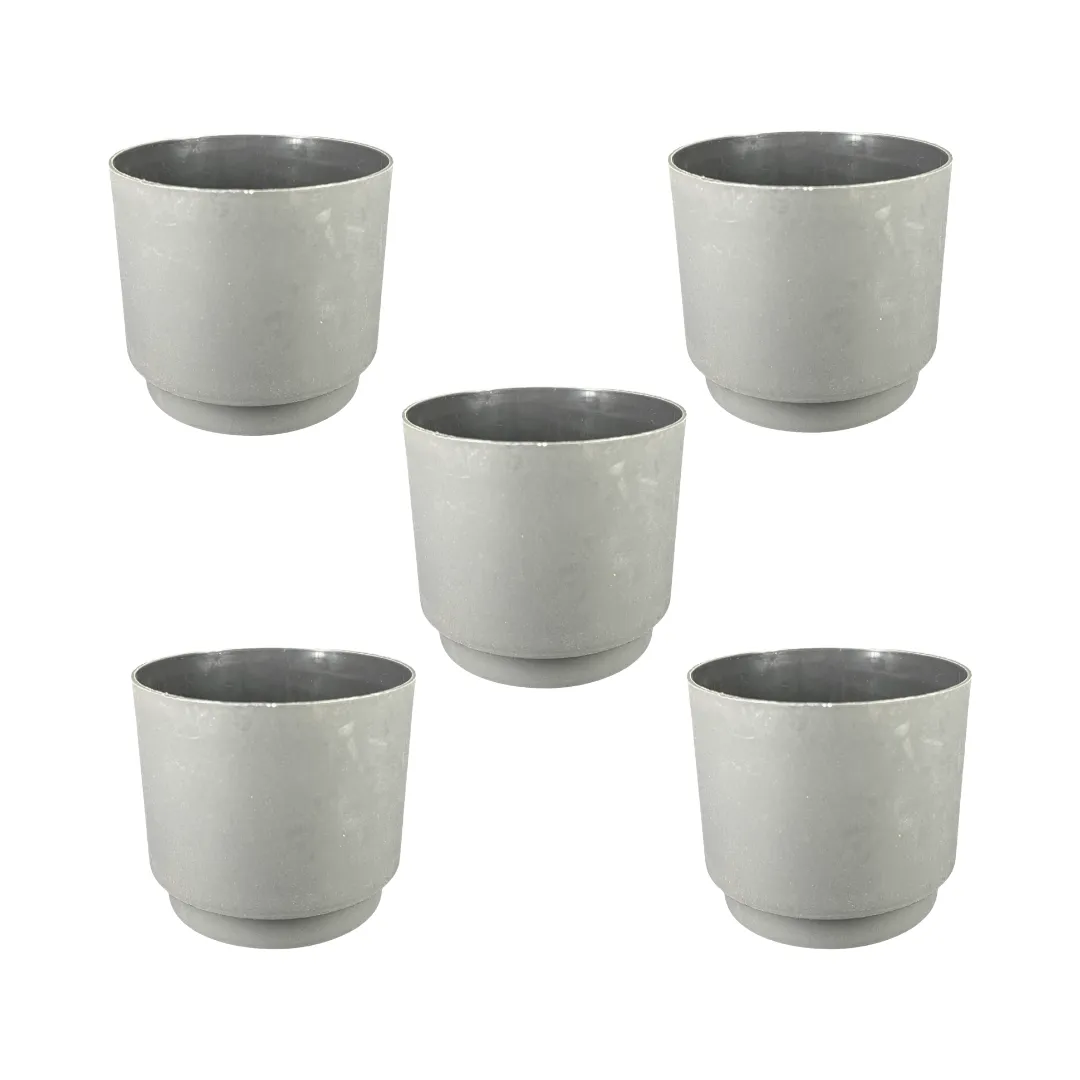 Set of 5 - 4 Inch Black Velora Premium Plastic Planter