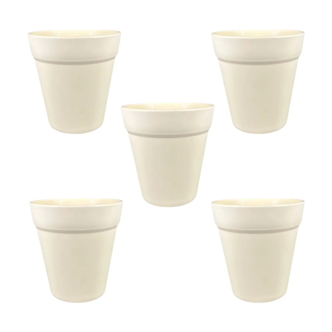 Set of 5 - 4 Inch White Excel Premium Plastic Planter
