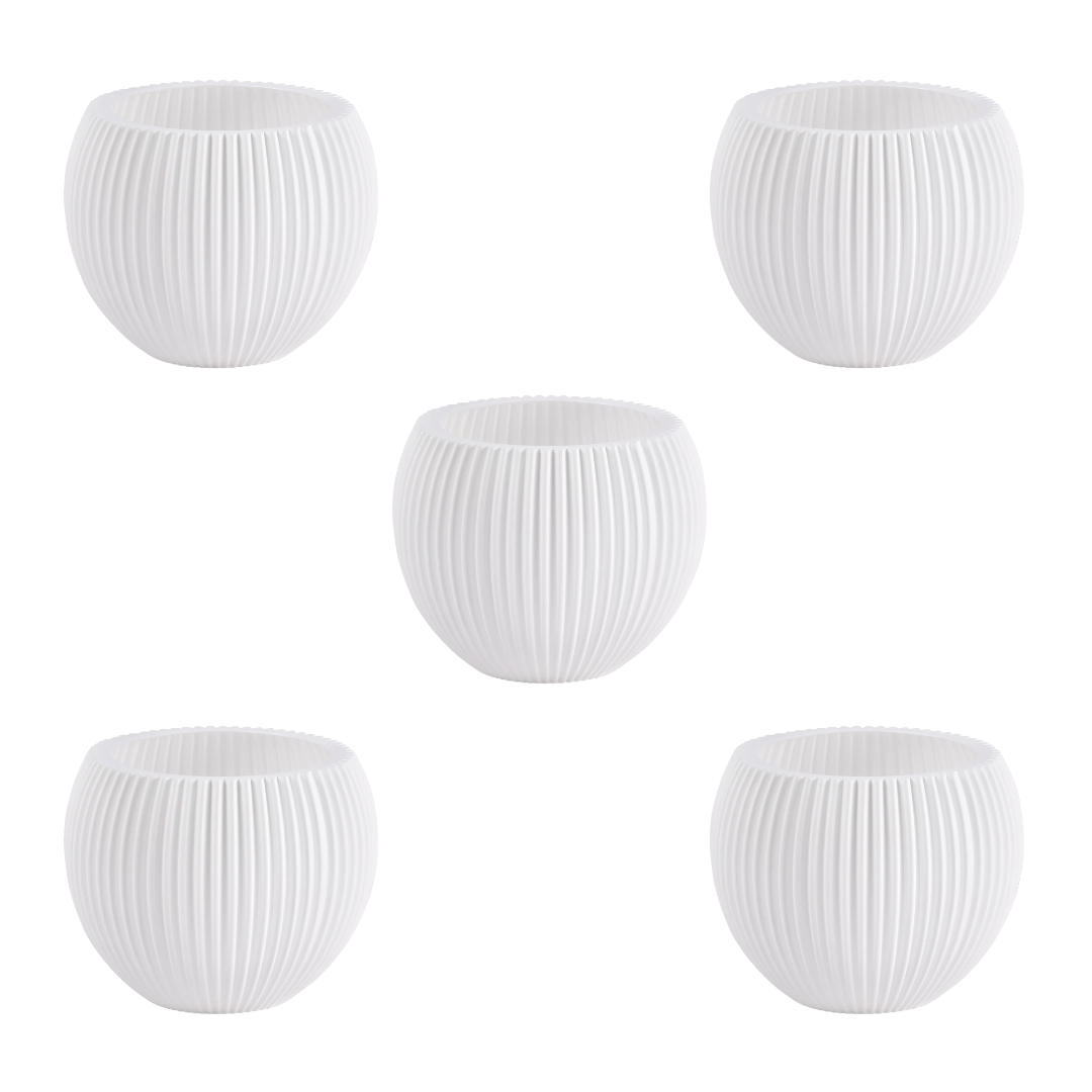 Set of 5 - 5 Inch White Sylvan Premium Plastic Planter