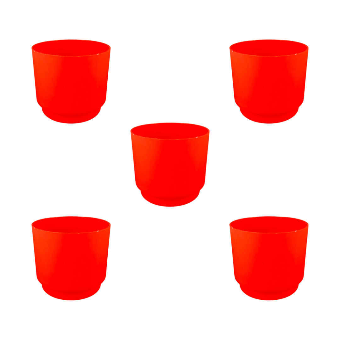 Set of 5 - 4 Inch Red Velora Premium Plastic Planter