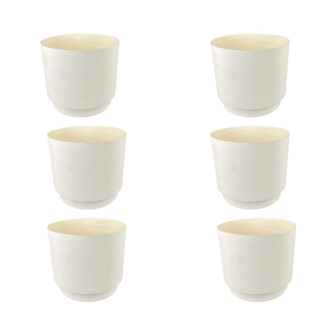 Set of 6 - 4 Inch Beige Velora Premium Plastic Planter