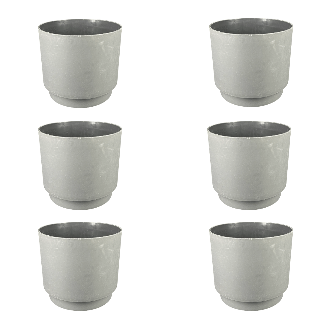 Set of 6 - 4 Inch Black Velora Premium Plastic Planter