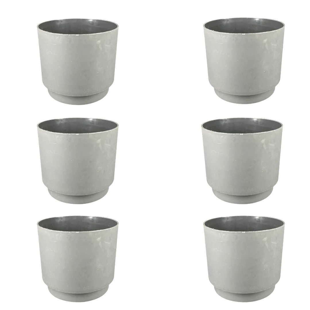 Set of 6 - 4 Inch Black Velora Premium Plastic Planter