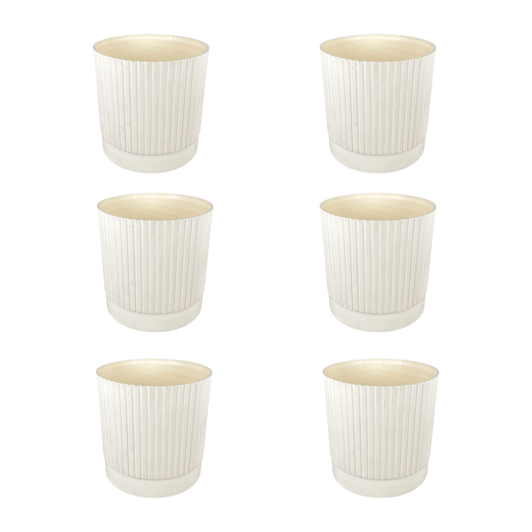 Set of 6 - 4 Inch Beige Petite Charm Premium Plastic Planter