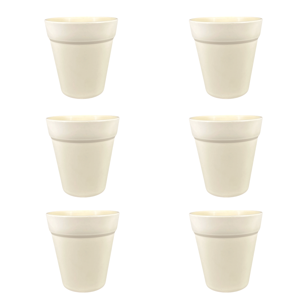 Set of 6 - 4 Inch White Excel Premium Plastic Planter