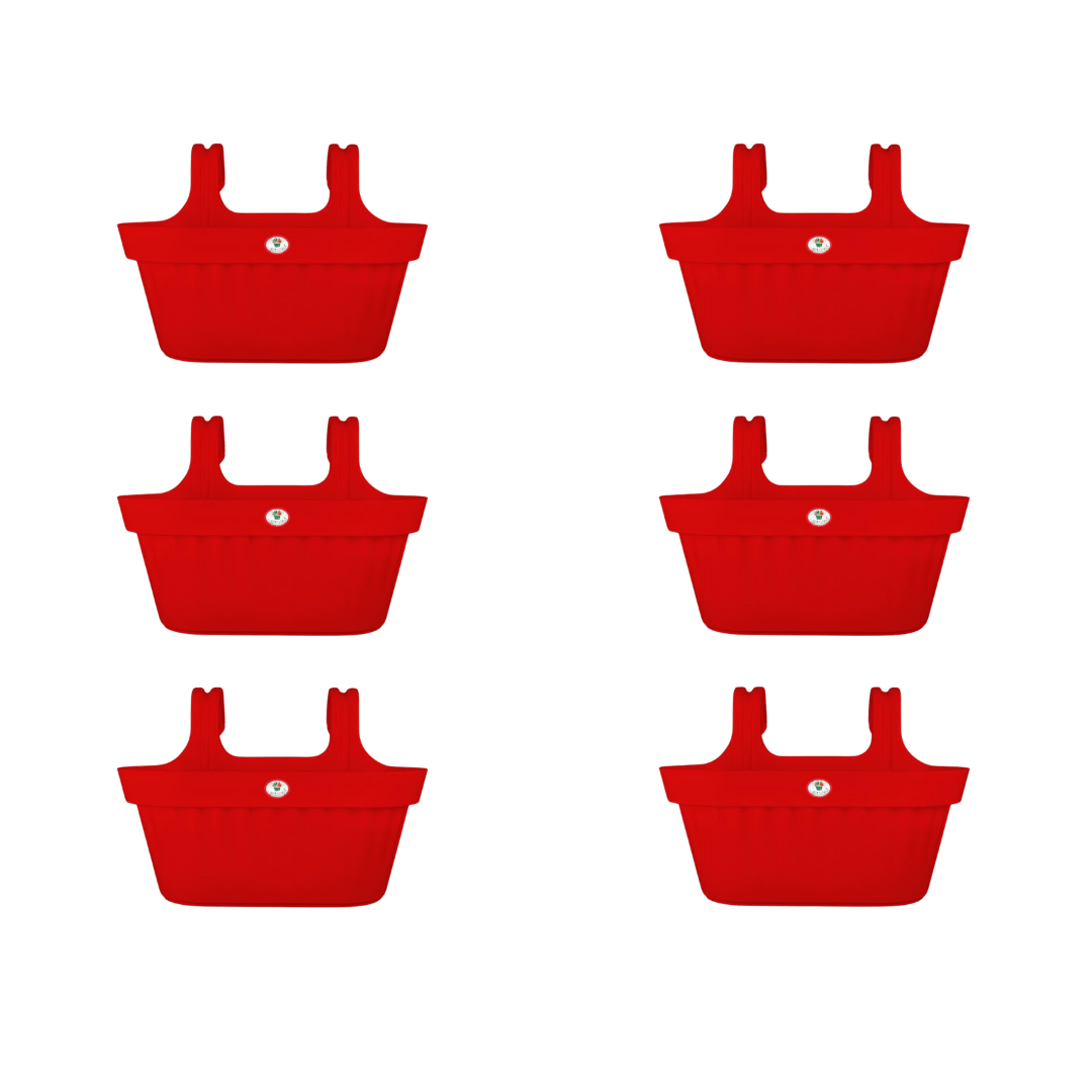 Set of 6 - 16 Inch Red Twin Hook Sylvester Premium Hanging Planter