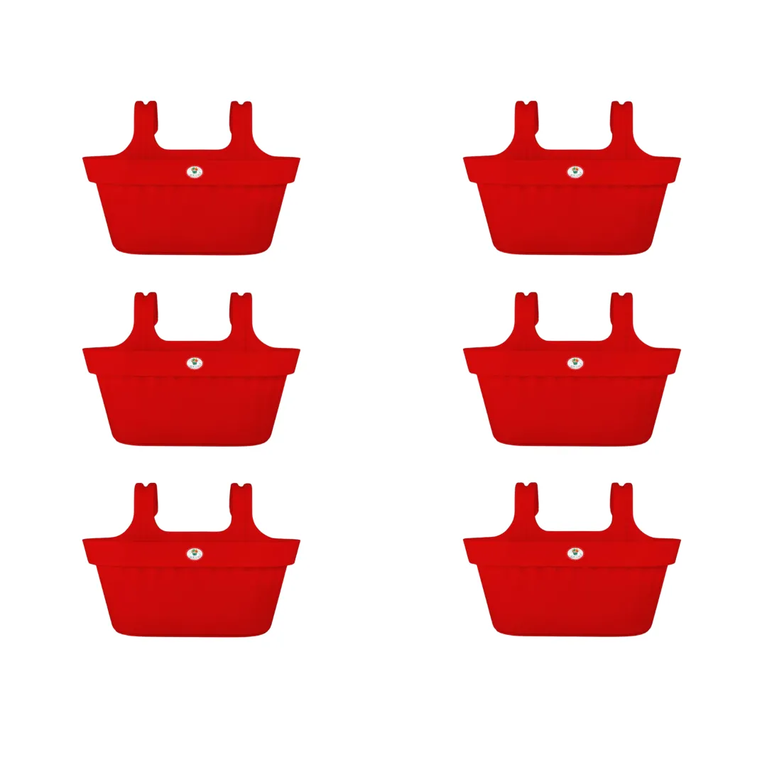 Set of 6 - 16 Inch Red Twin Hook Sylvester Premium Hanging Planter