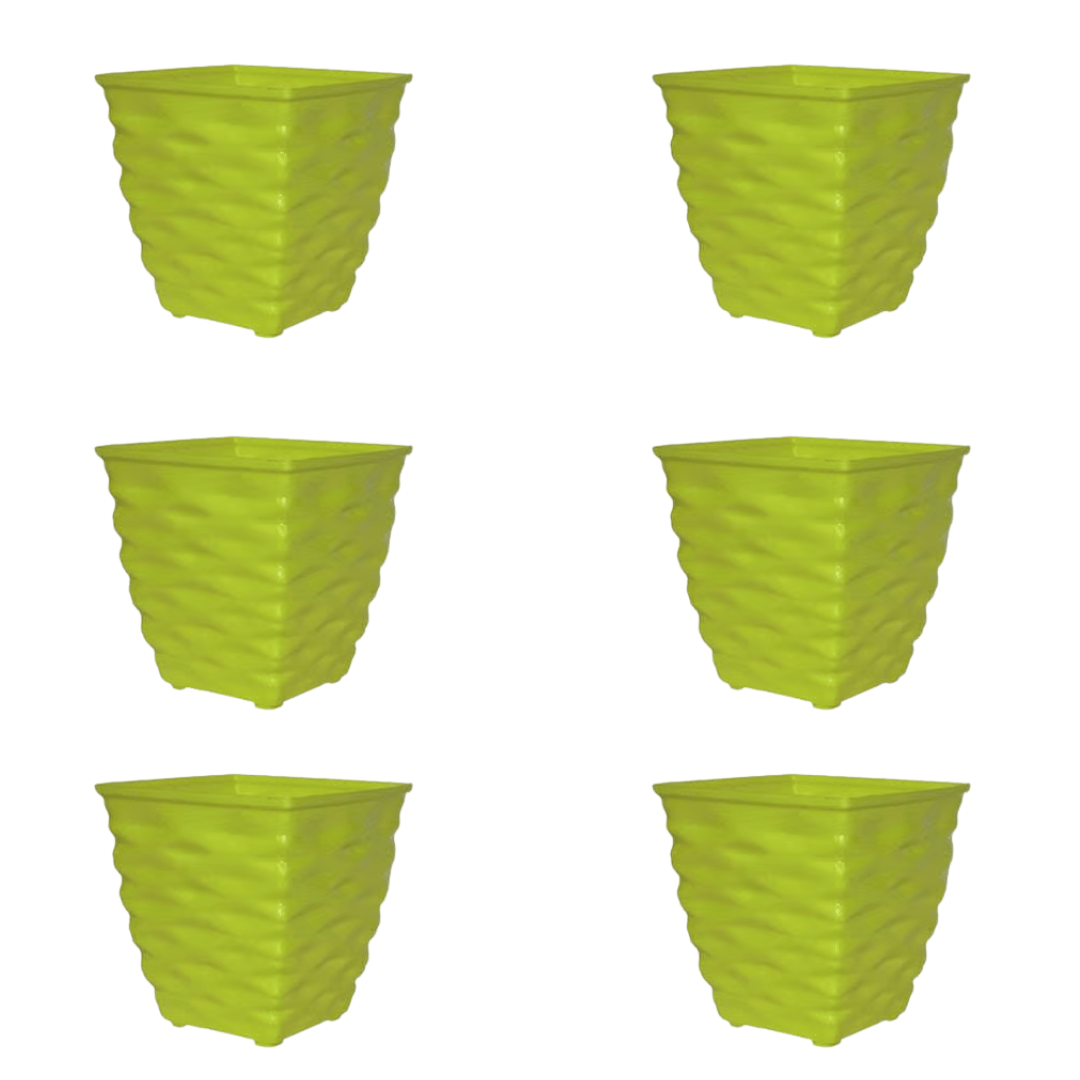 Set of 6 - 4 Inch Green Gem Bright Mini Premium Plastic Planter