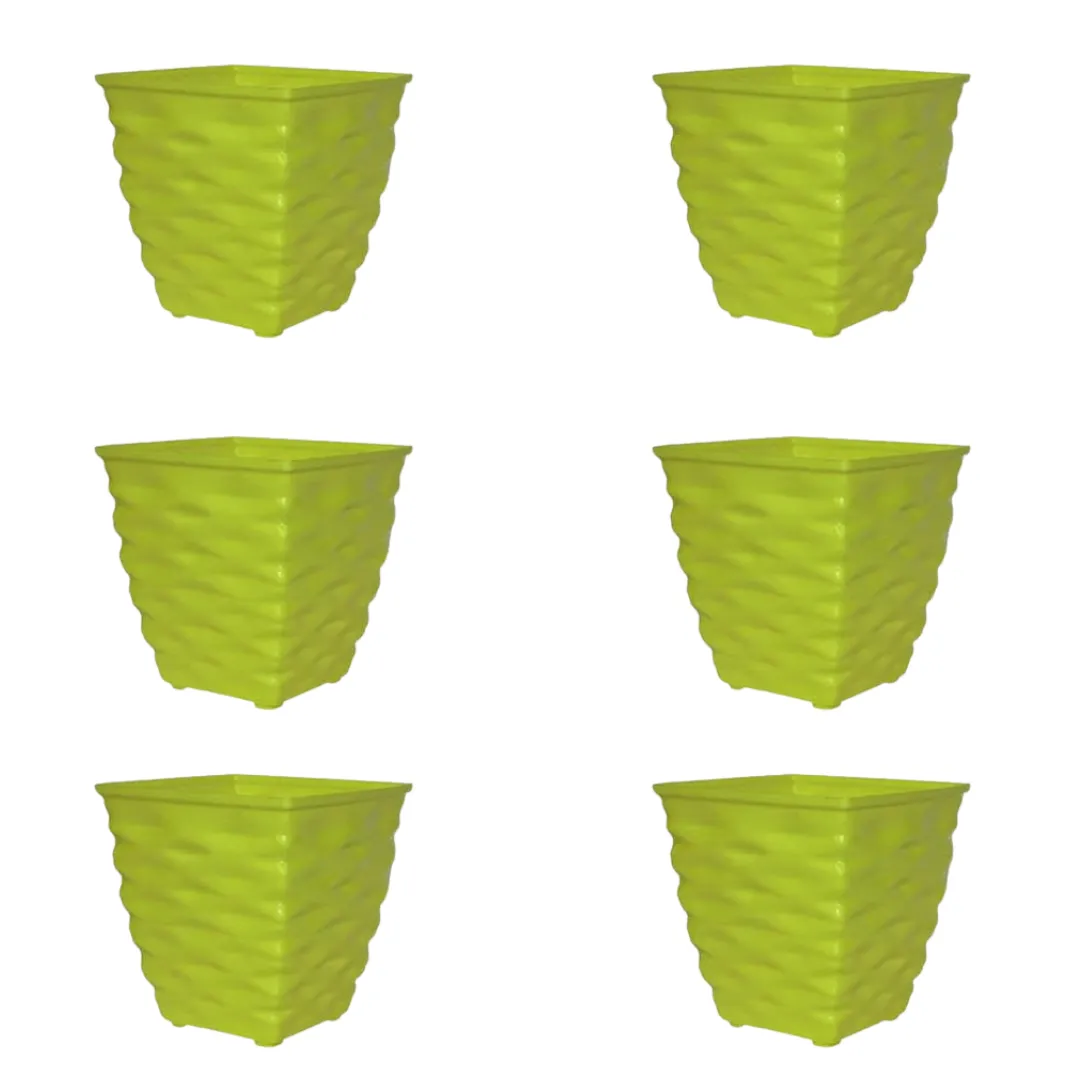 Set of 6 - 4 Inch Green Gem Bright Mini Premium Plastic Planter