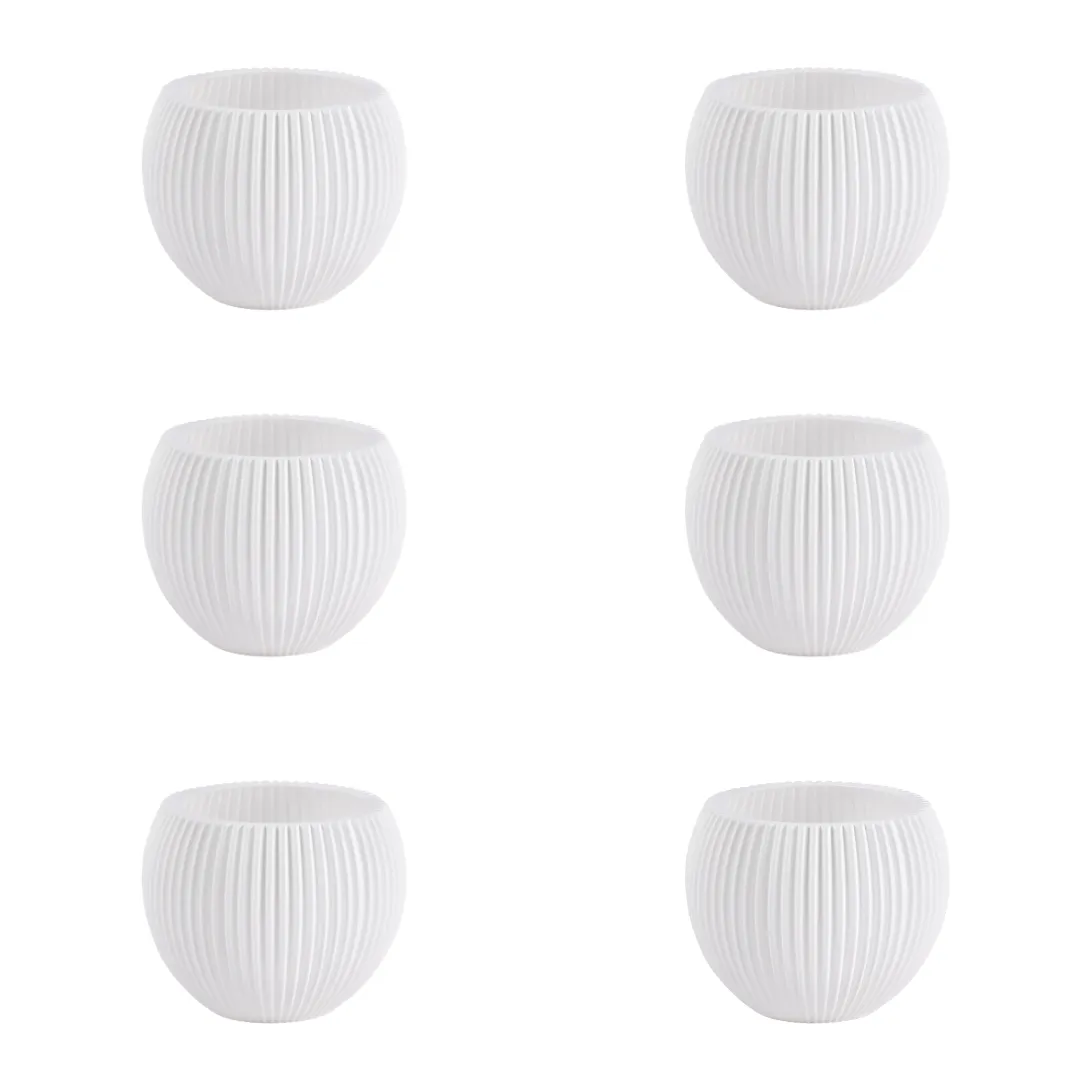 Set of 6 - 5 Inch White Sylvan Premium Plastic Planter