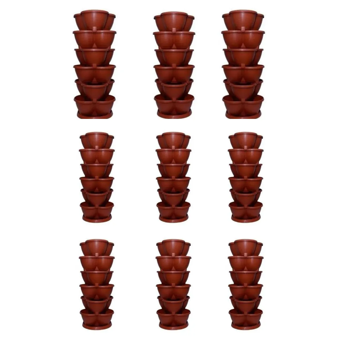 Set of 9 - Set of 7 - (6 Pot & 1 Tray) VertiStack Premium Plastic Planter