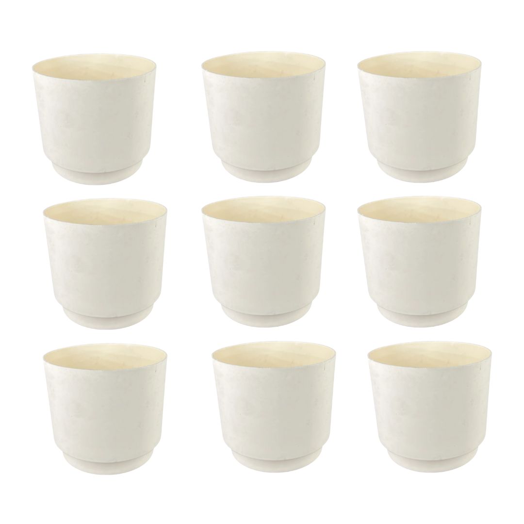 Set of 9 - 4 Inch Beige Velora Premium Plastic Planter