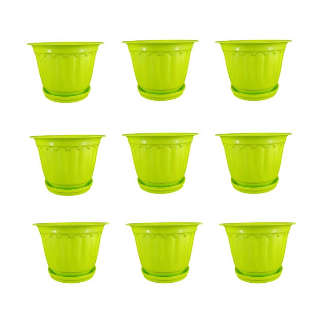 Set of 9 - 8 Inch Green Jasmine Guardian Premium Plastic Planter