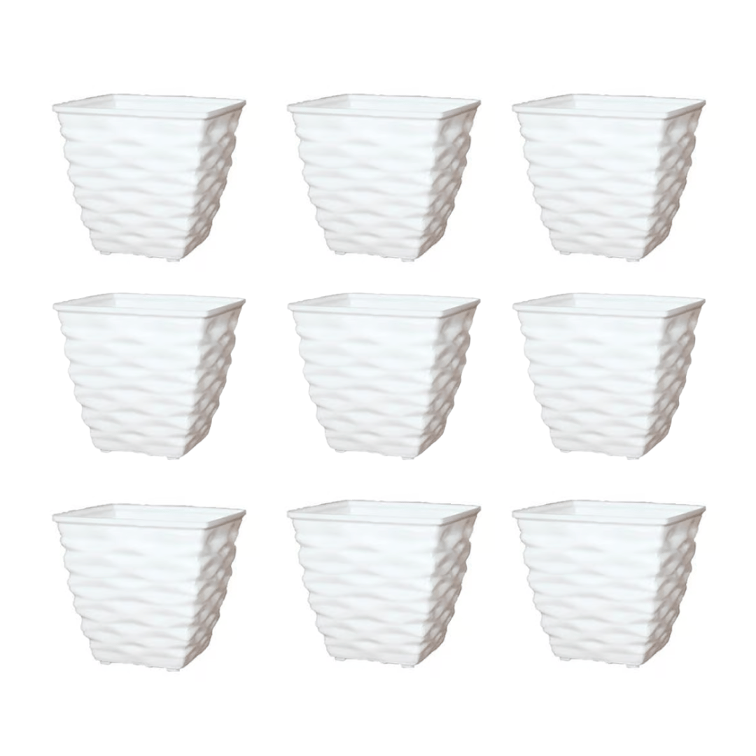 Set of 9 - 4 Inch White Gem Bright Mini Premium Plastic Planter
