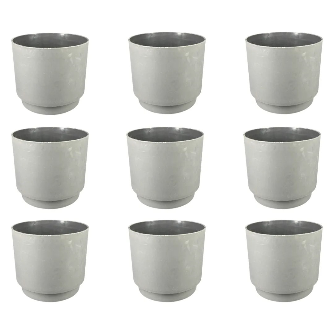 Set of 9 - 4 Inch Black Velora Premium Plastic Planter