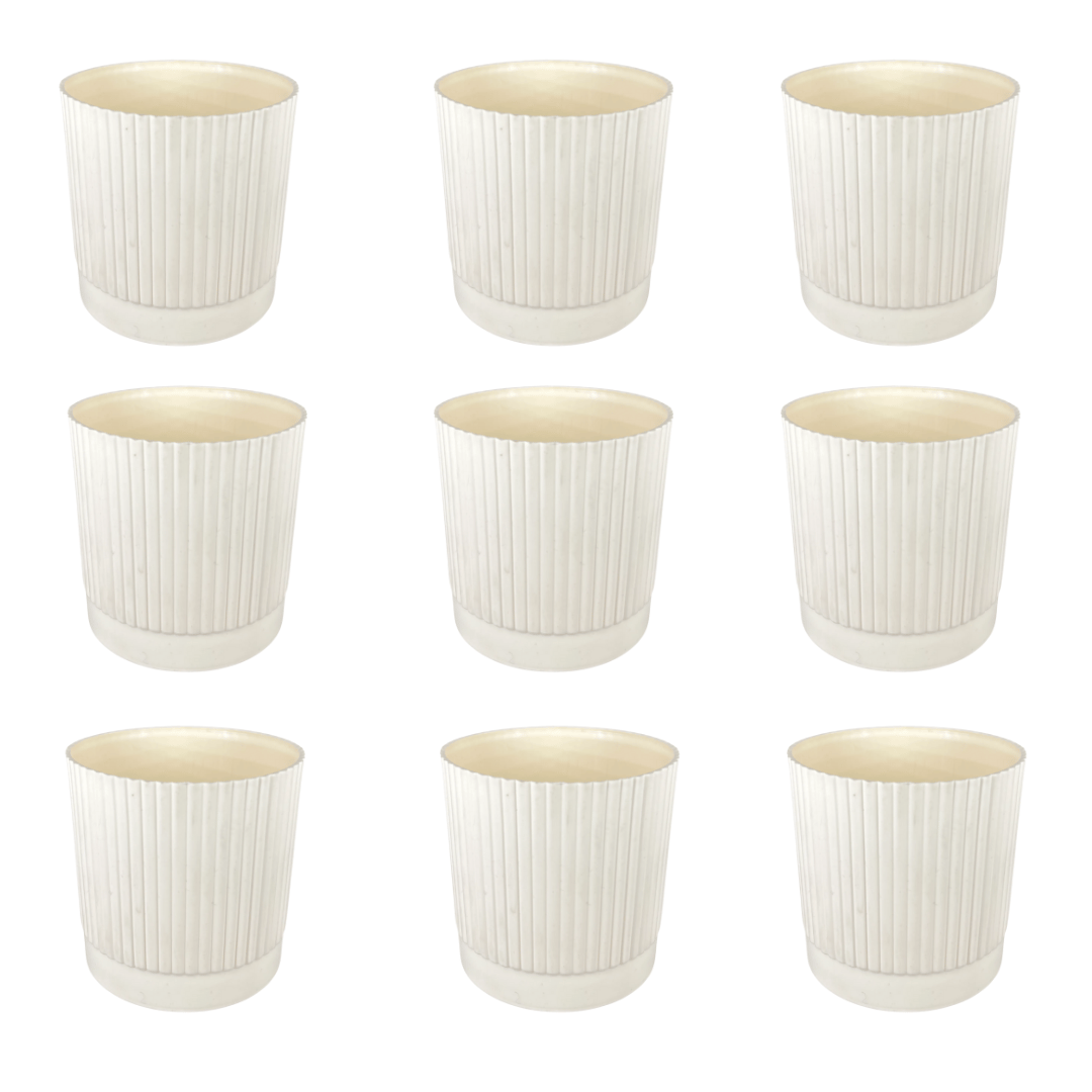 Set of 9 - 4 Inch Beige Petite Charm Premium Plastic Planter