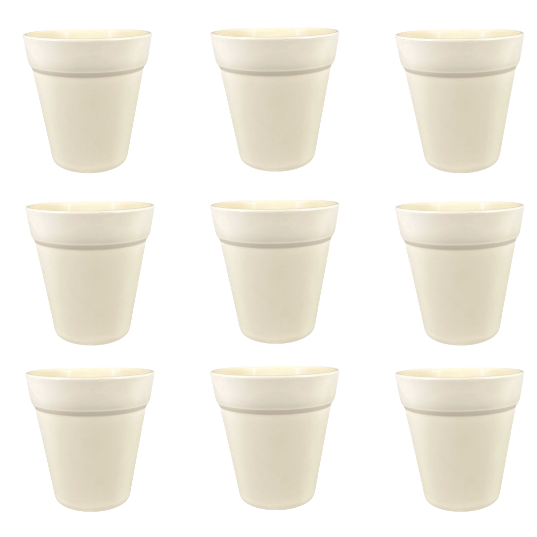 Set of 9 - 4 Inch White Excel Premium Plastic Planter