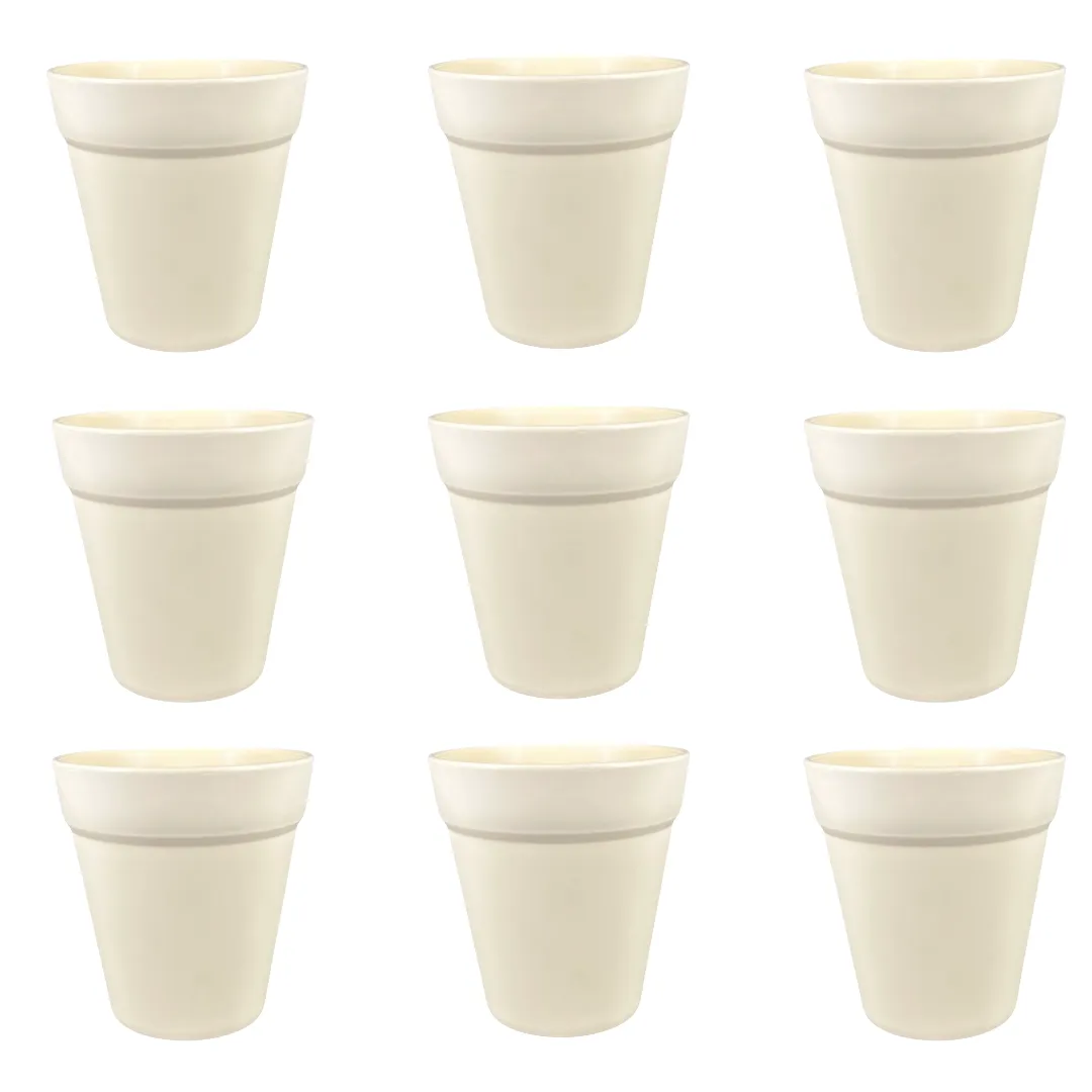 Set of 9 - 4 Inch White Excel Premium Plastic Planter