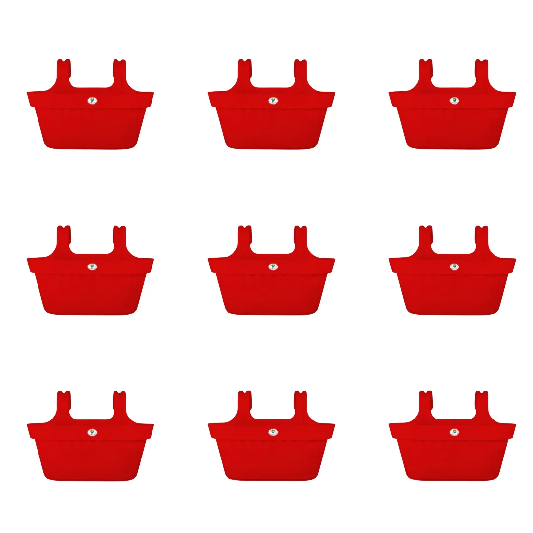 Set of 9 - 16 Inch Red Twin Hook Sylvester Premium Hanging Planter