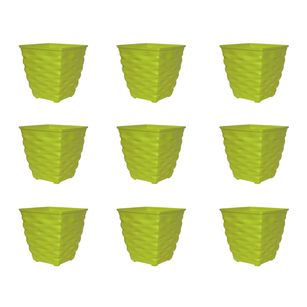 Set of 9 - 4 Inch Green Gem Bright Mini Premium Plastic Planter