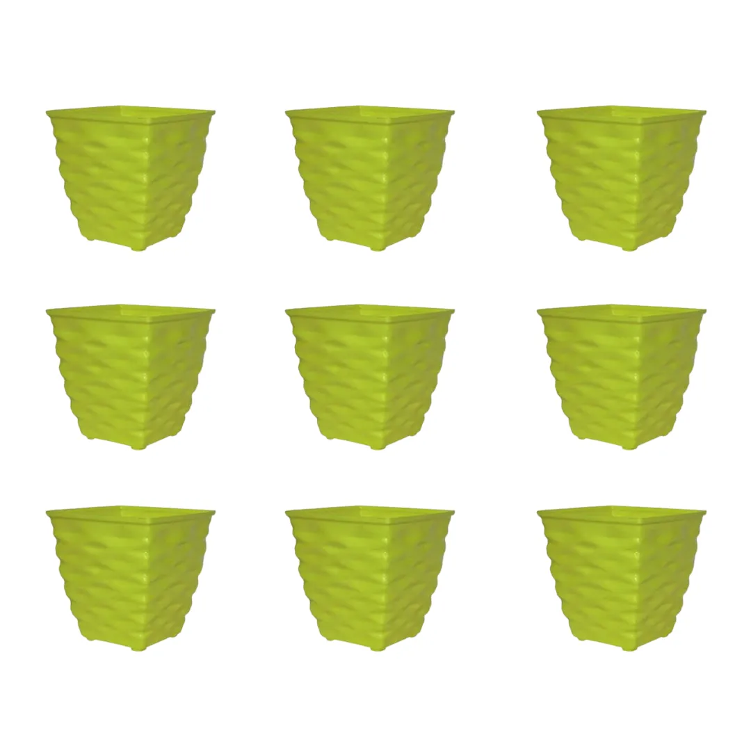 Set of 9 - 4 Inch Green Gem Bright Mini Premium Plastic Planter