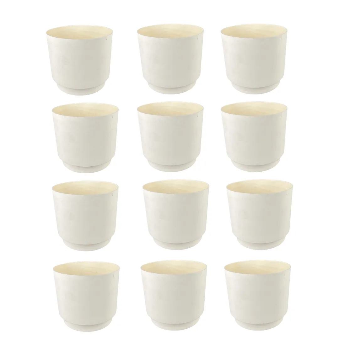 Set of 12 - 4 Inch Beige Velora Premium Plastic Planter