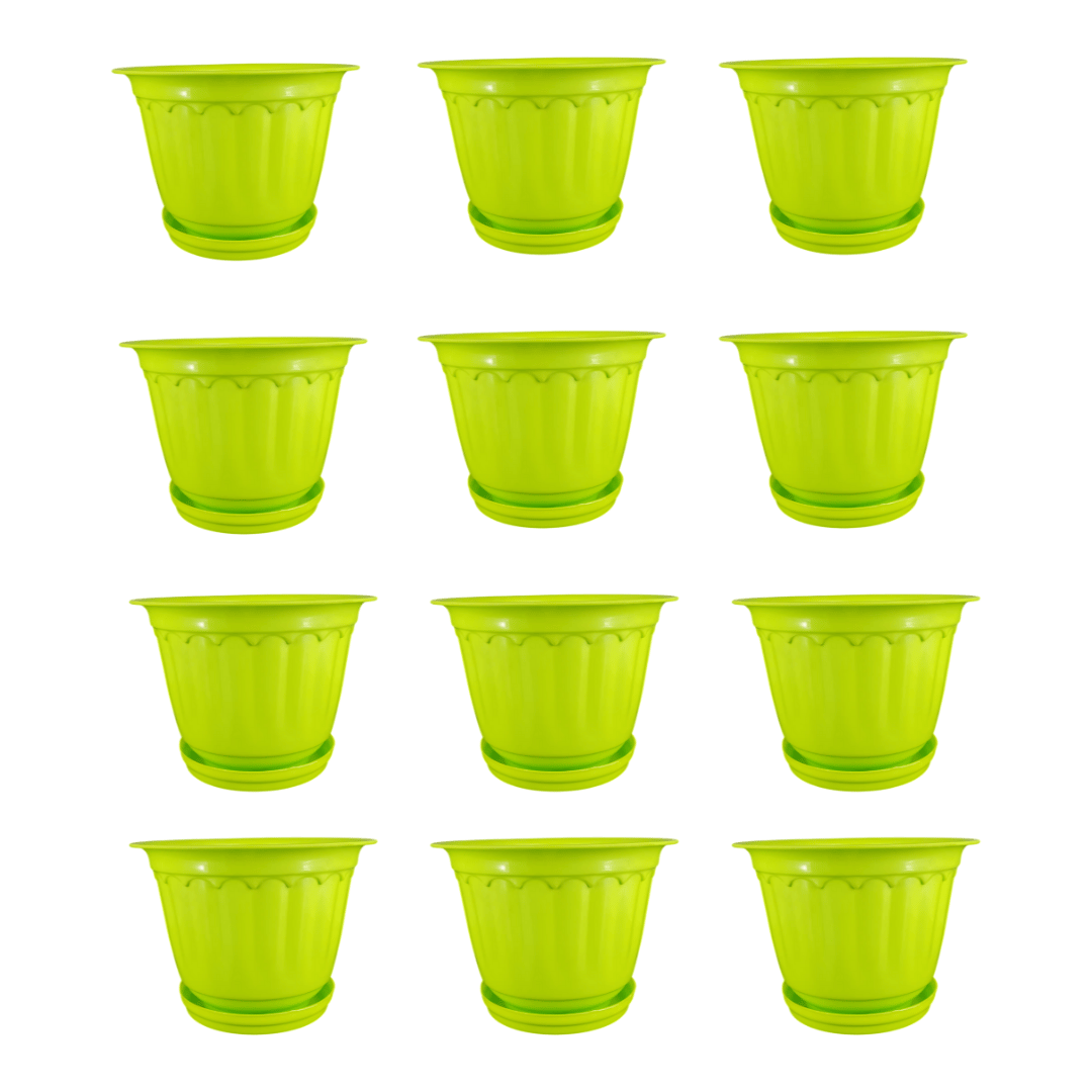 Set of 12 - 8 Inch Green Jasmine Guardian Premium Plastic Planter