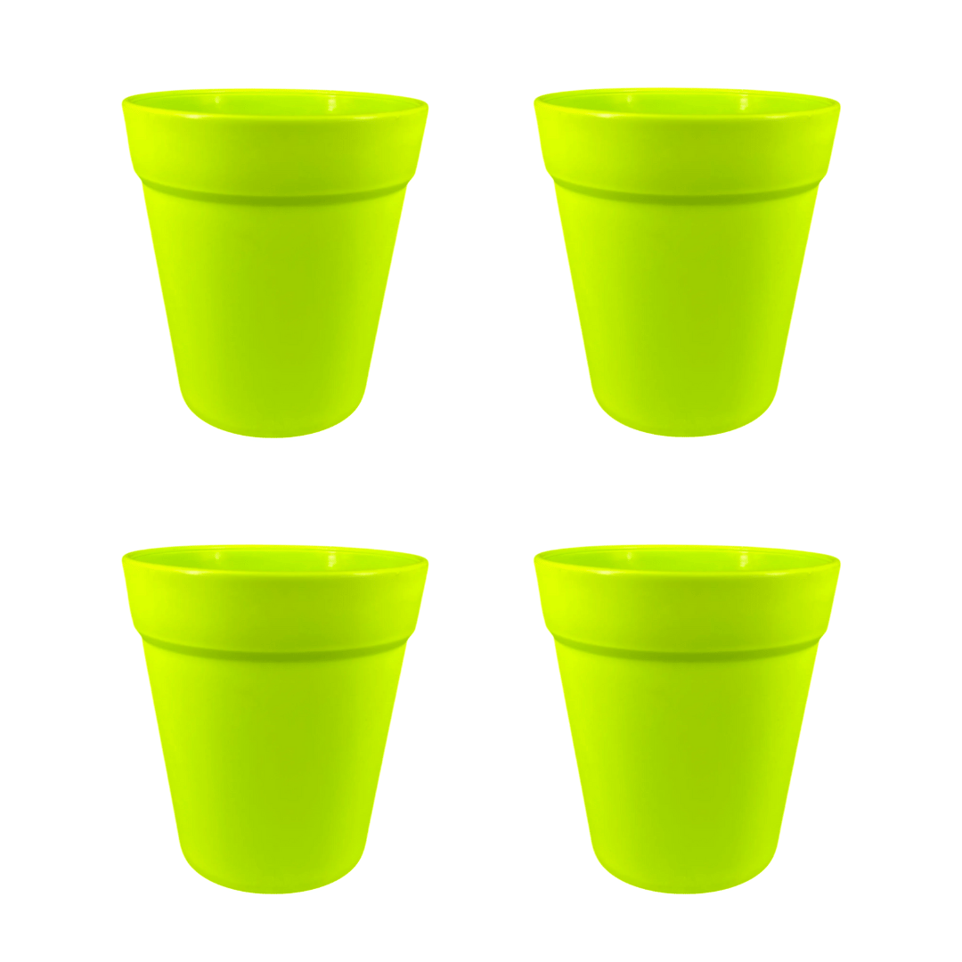 Set of 4 - 4 Inch Green Excel Premium Plastic Planter