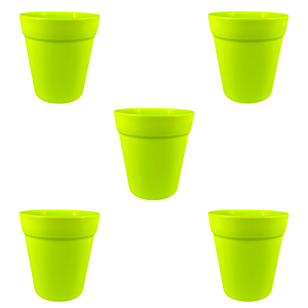 Set of 5 - 4 Inch Green Excel Premium Plastic Planter