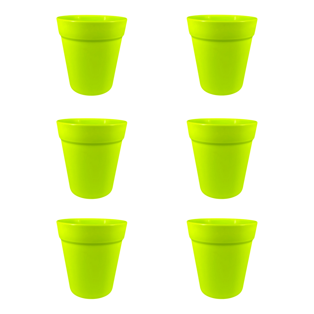 Set of 6 - 4 Inch Green Excel Premium Plastic Planter
