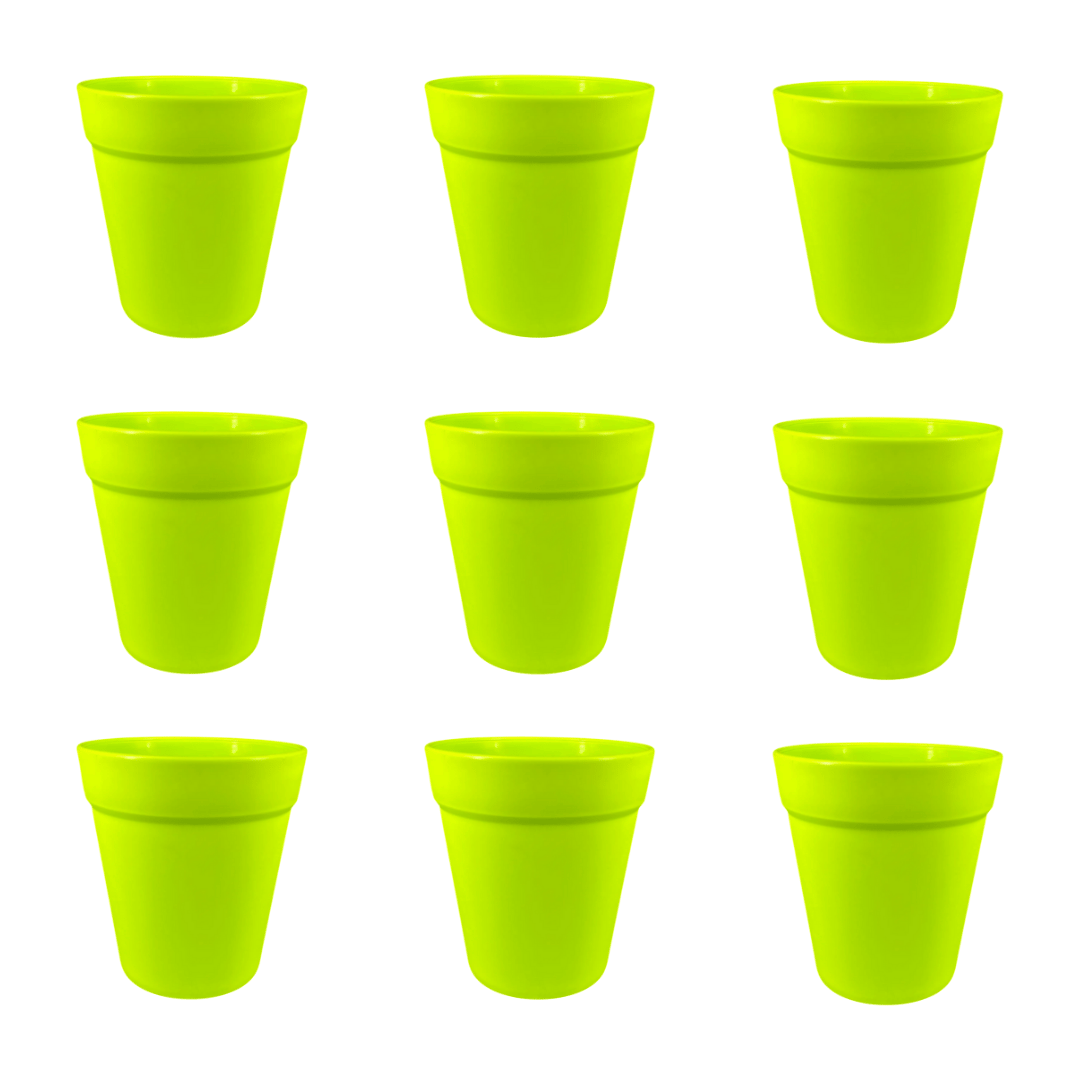 Set of 9 - 4 Inch Green Excel Premium Plastic Planter