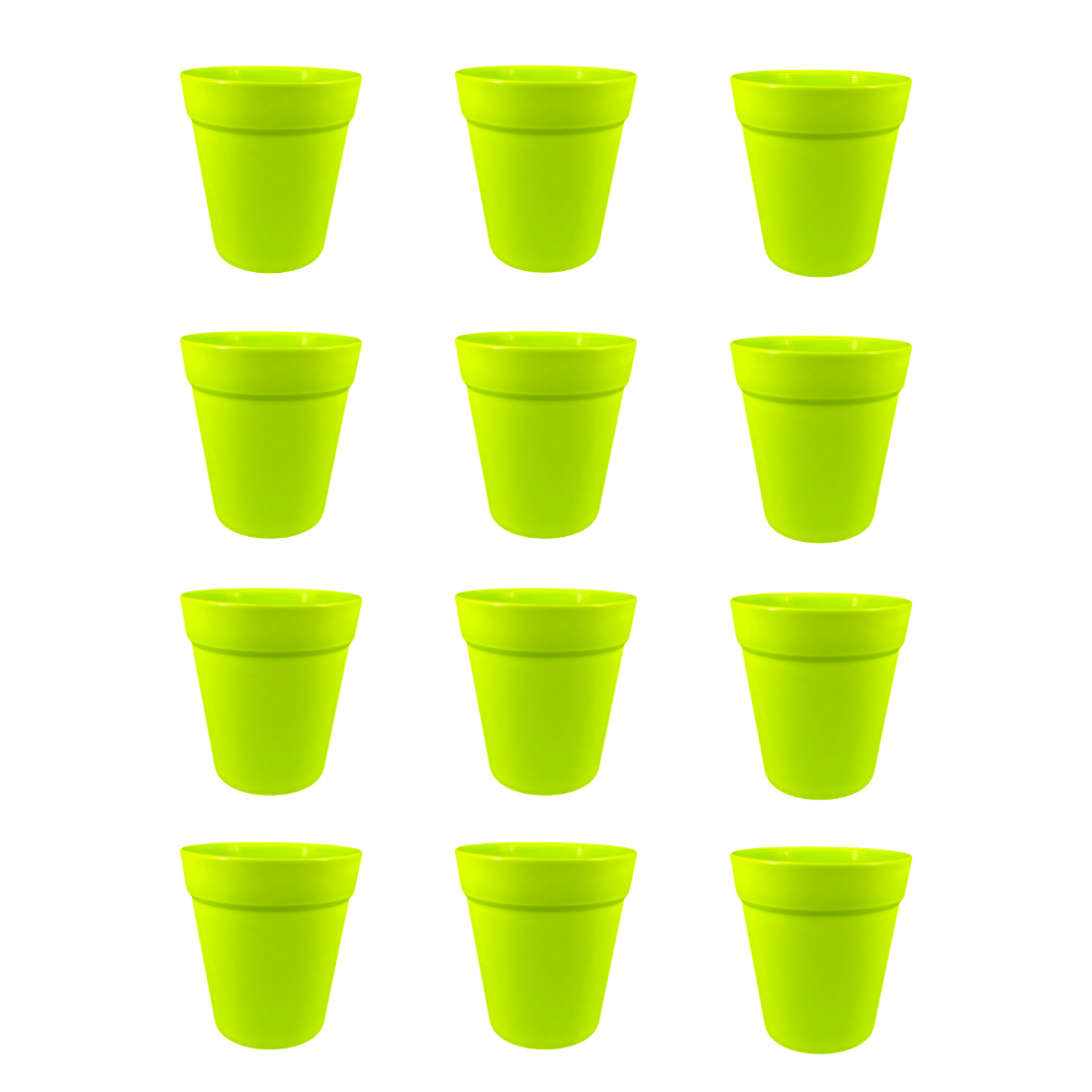 Set of 12 - 4 Inch Green Excel Premium Plastic Planter