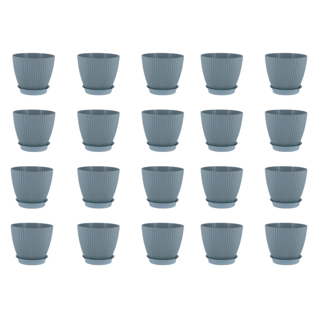 Set of 20 - 7 Inch Blue Royal Circle Set Premium Plastic Planter