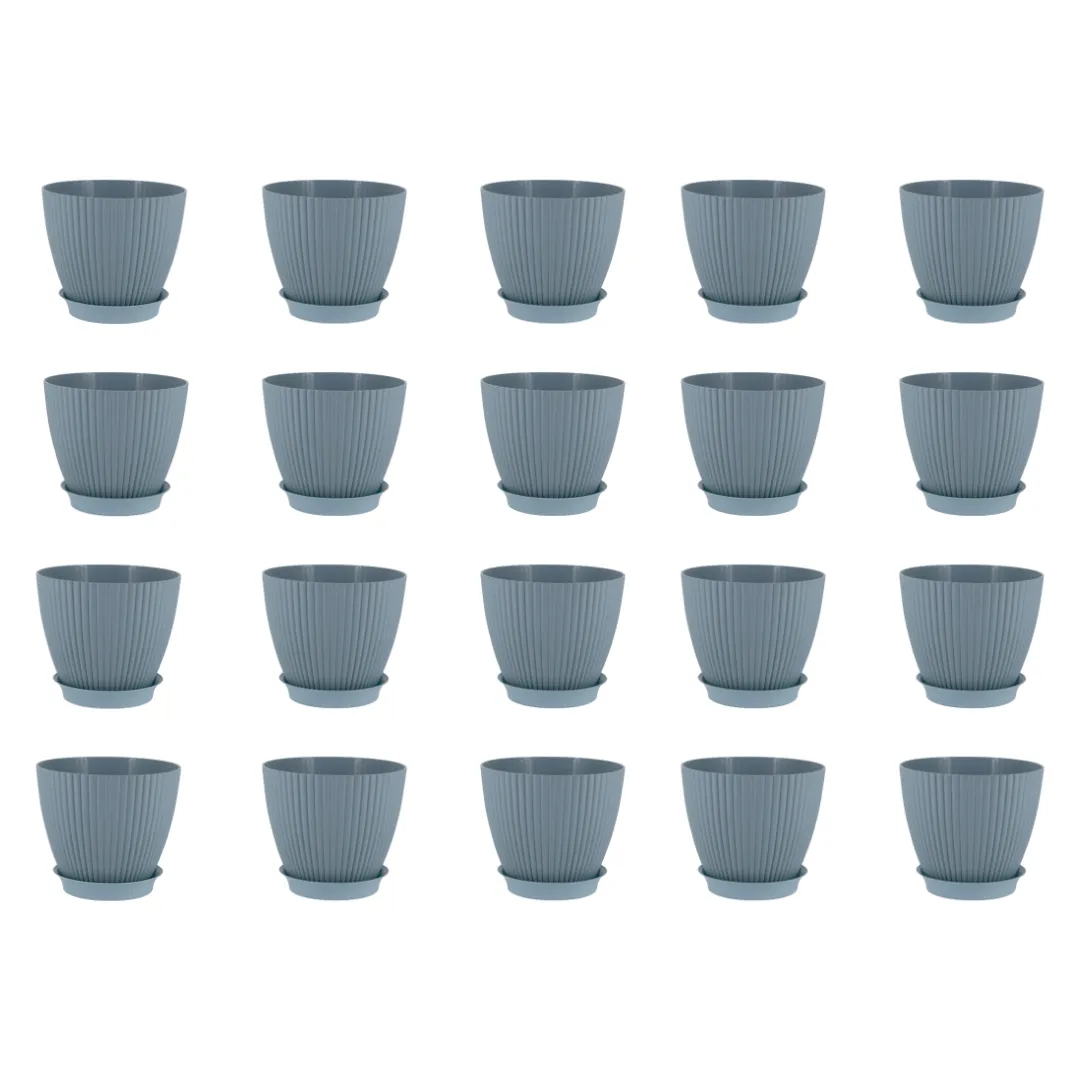 Set of 20 - 7 Inch Blue Royal Circle Set Premium Plastic Planter