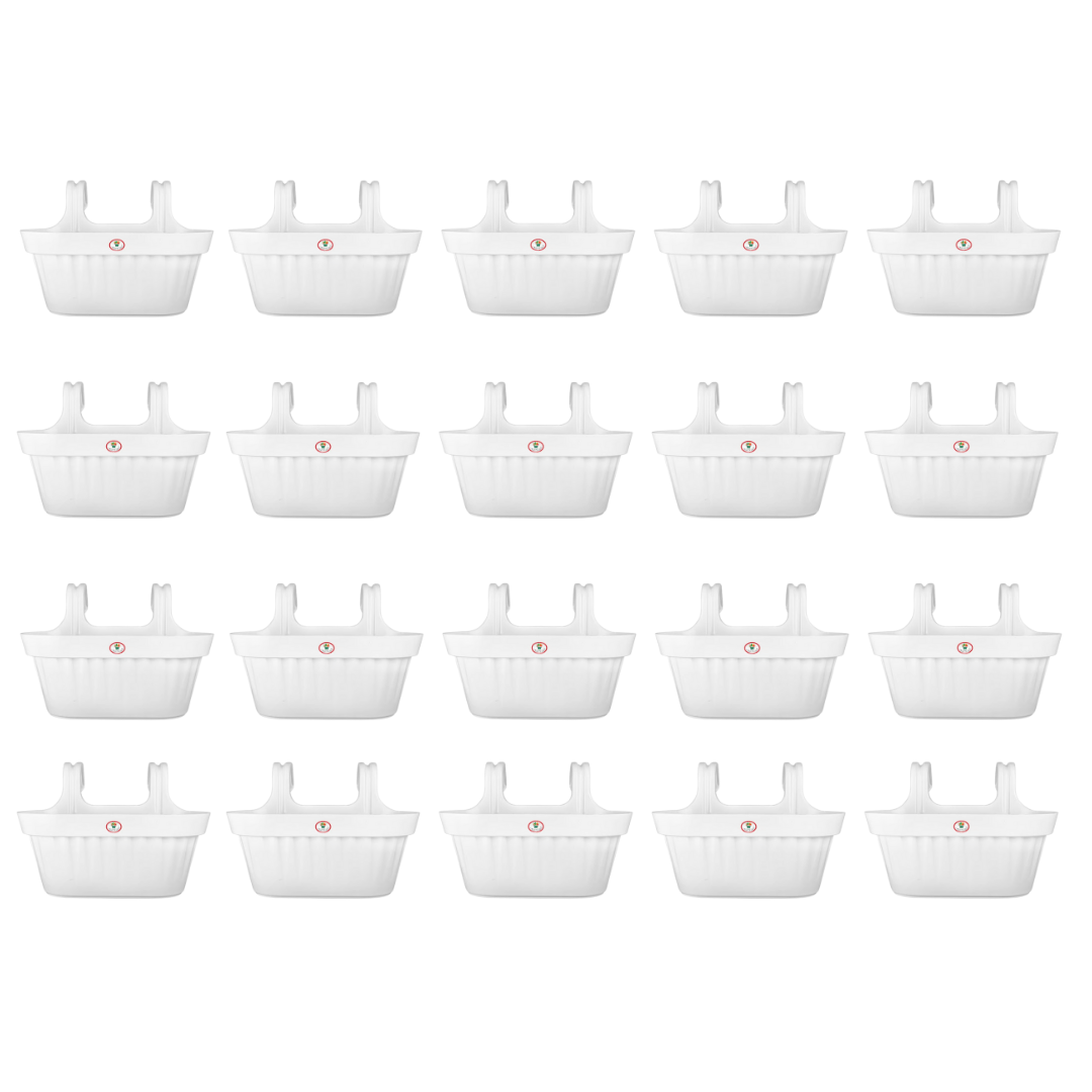 Set of 20 - 16 Inch White Twin Hook Sylvester Premium Hanging Planter