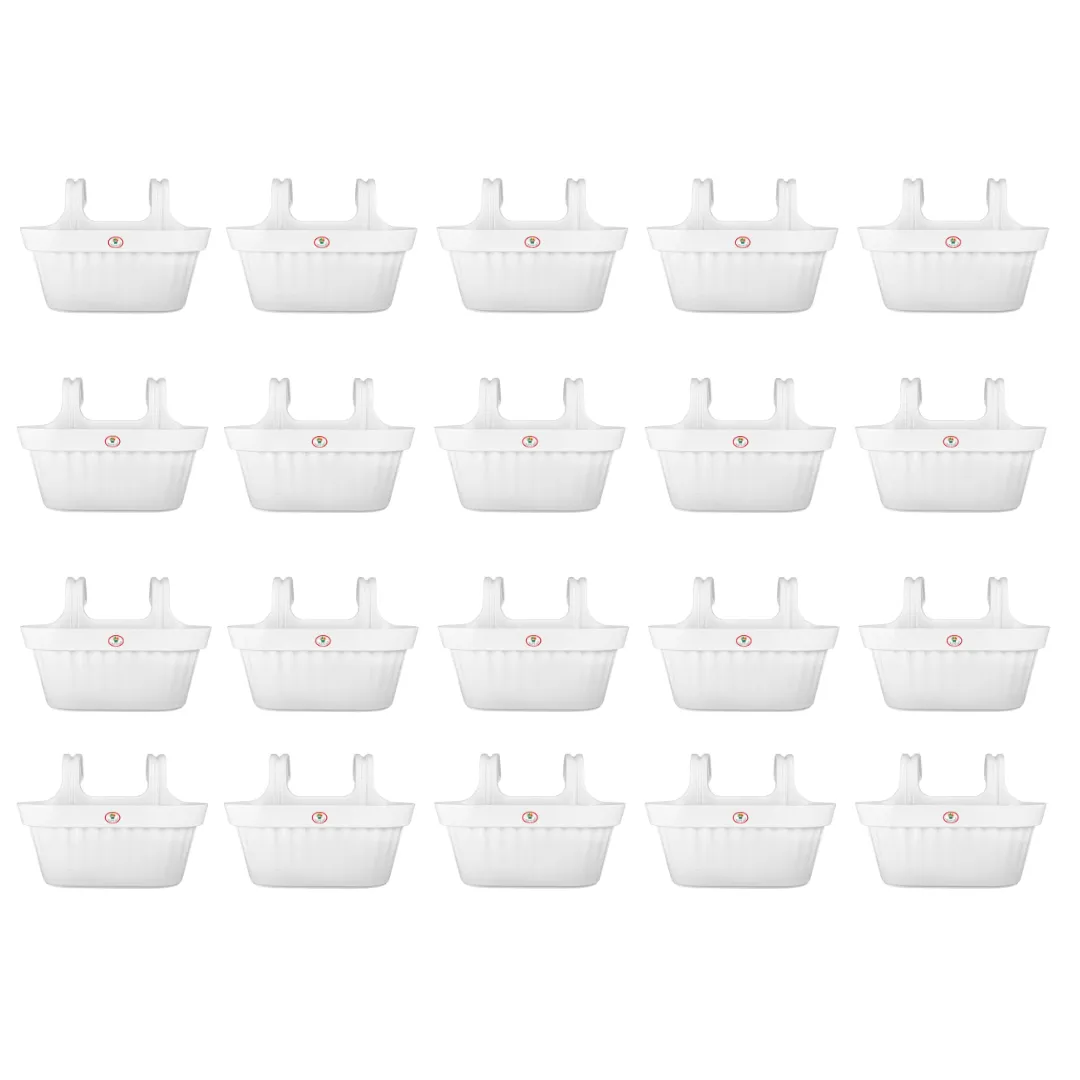 Set of 20 - 16 Inch White Twin Hook Sylvester Premium Hanging Planter