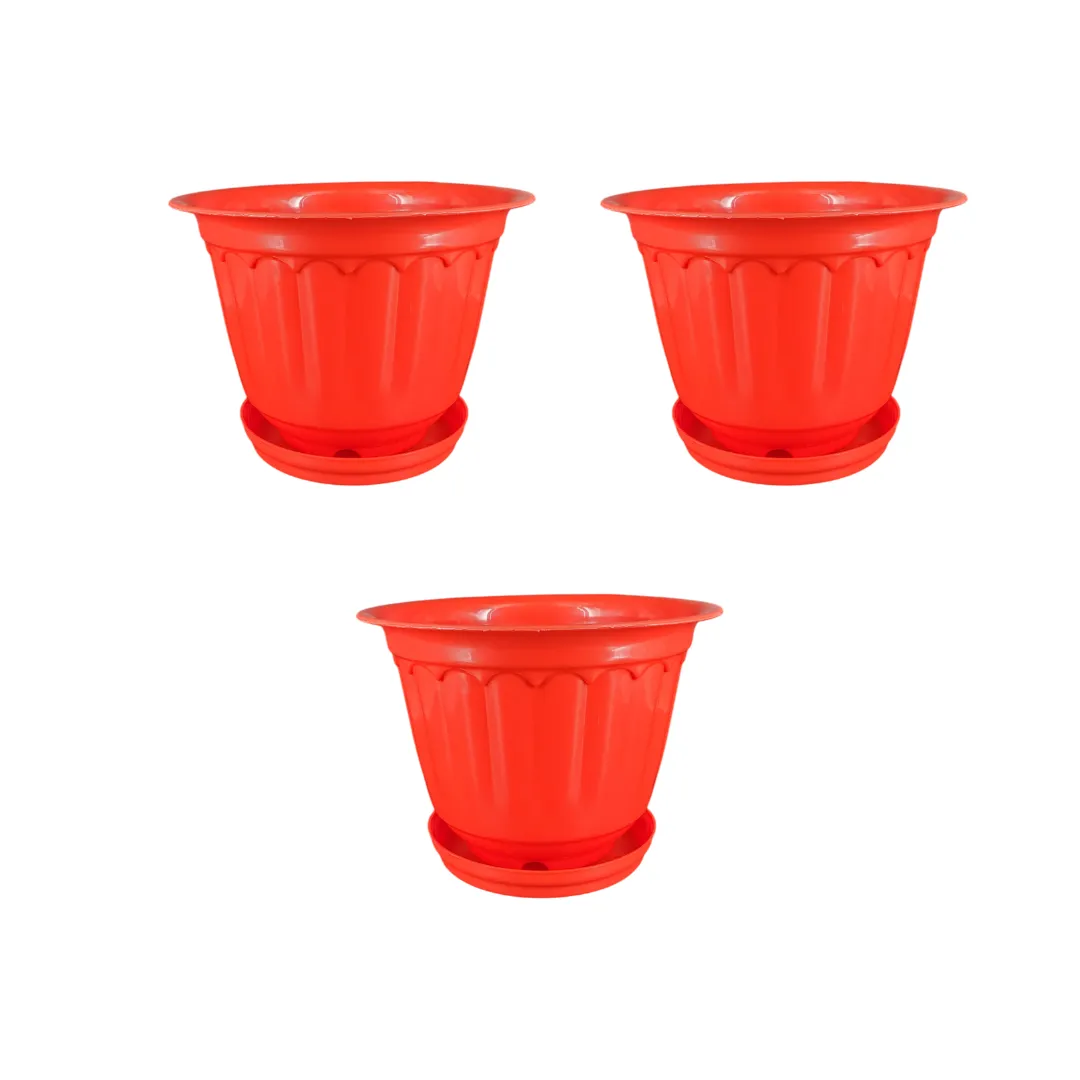 Set of 3 - 8 Inch Red Jasmine Guardian Premium Plastic Planter