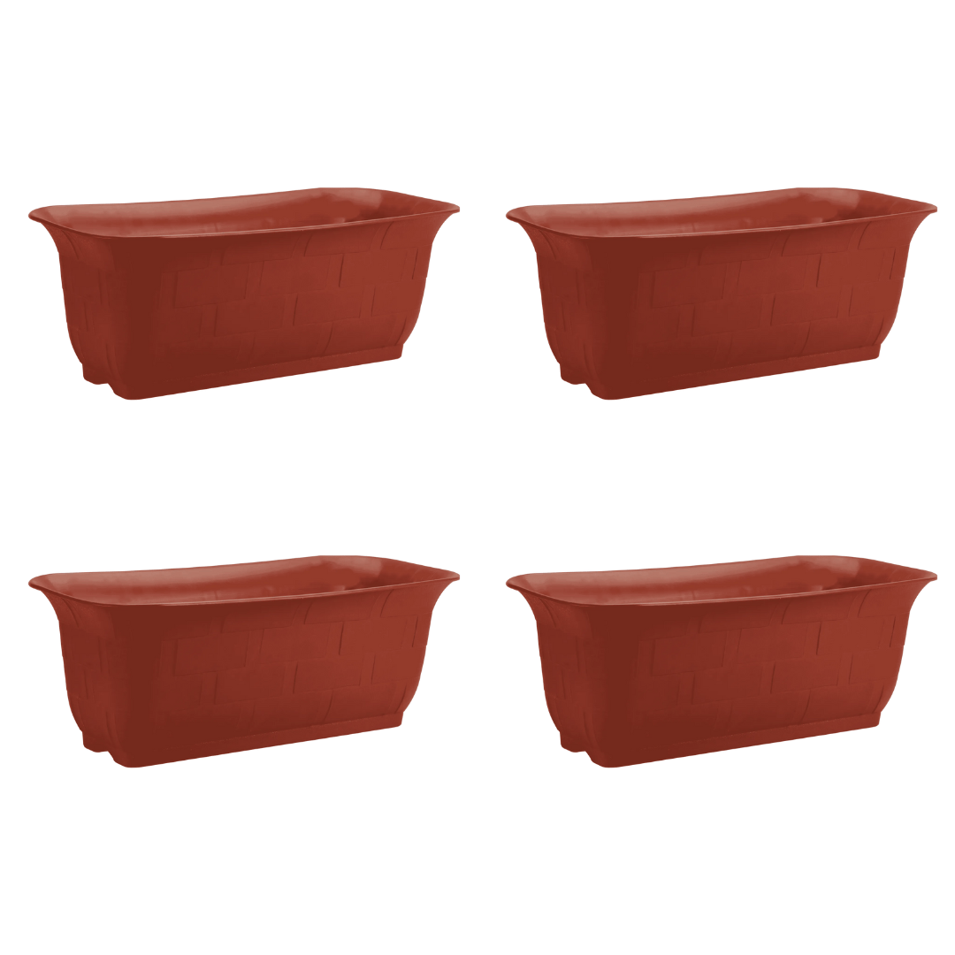 Set of 4 - 12 Inch Terracotta Red Earthy Dream Premium Plastic Planter