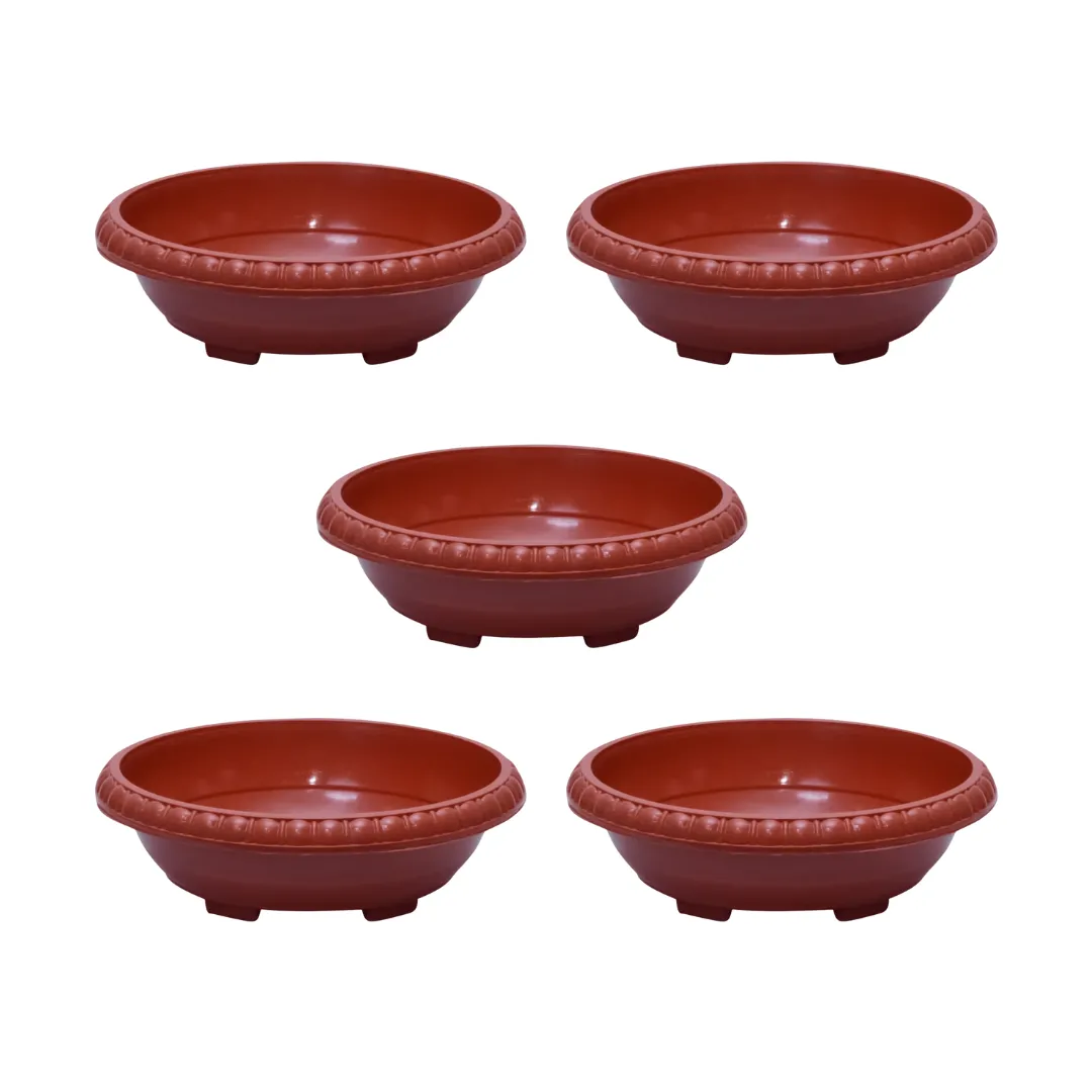 Set of 5 - 12 Inch Terracotta Red Zen Master Large Premium Plastic Planter