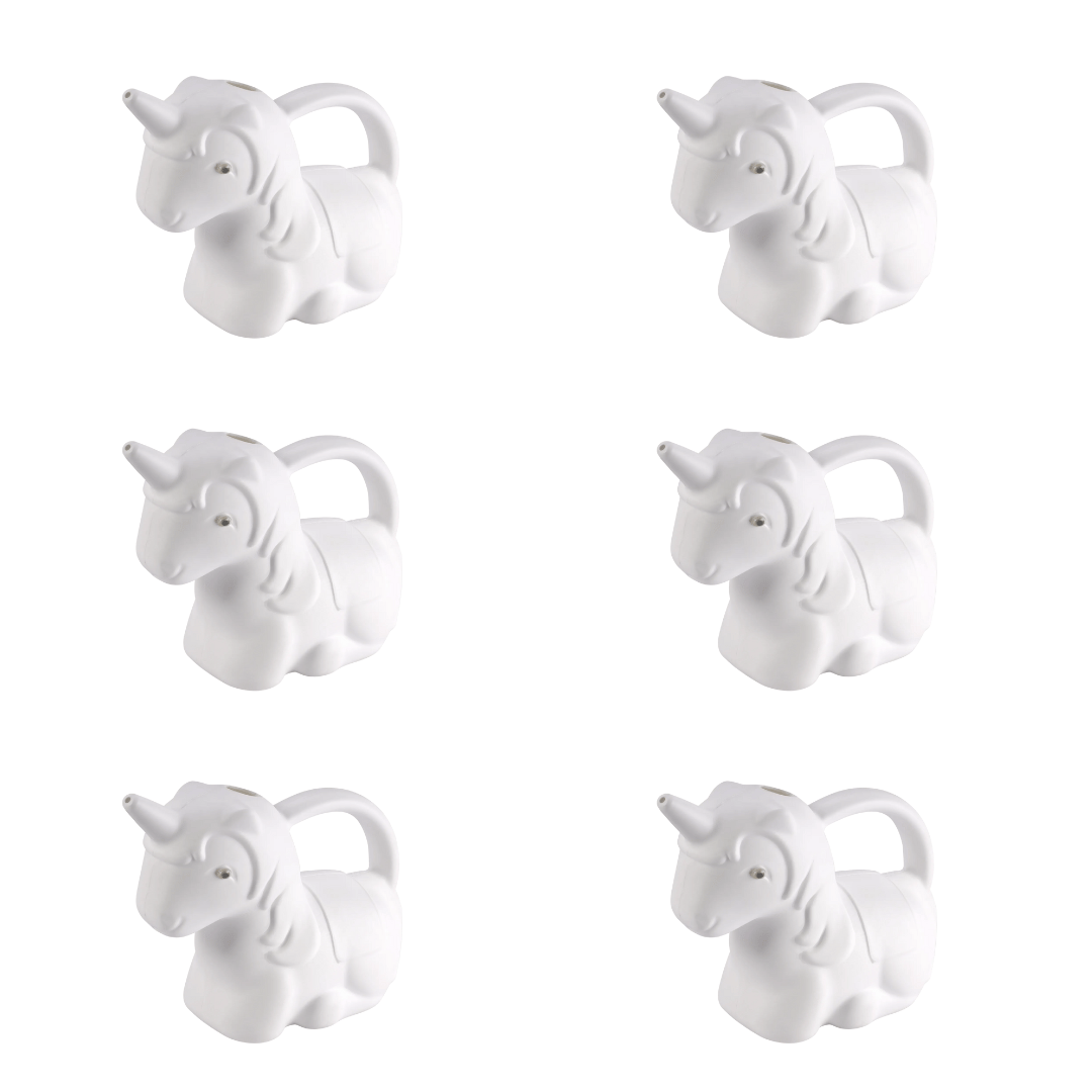 Set of 6 - 2 Ltr White Magic Mist Watering Can