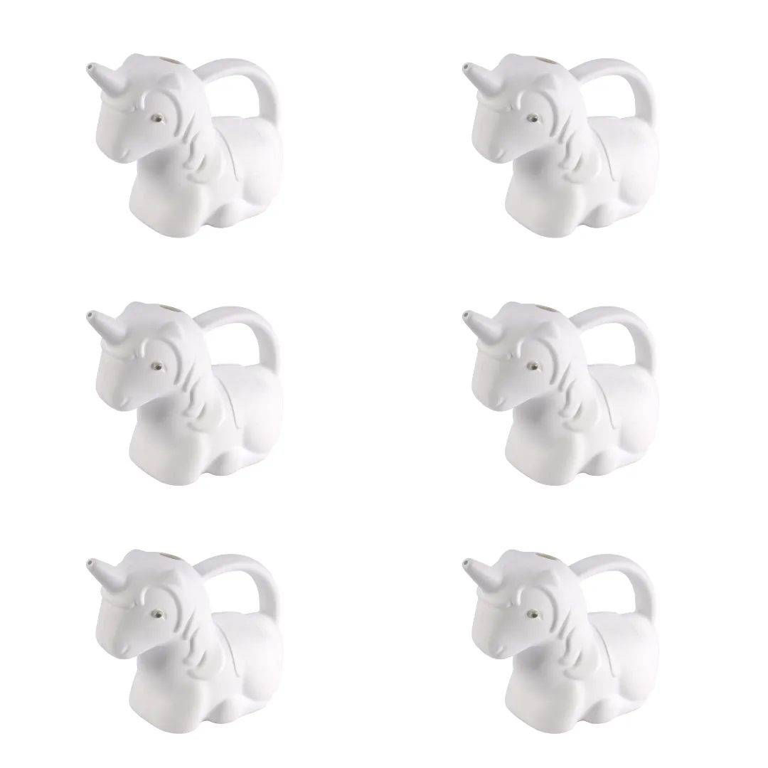 Set of 6 - 2 Ltr White Magic Mist Watering Can