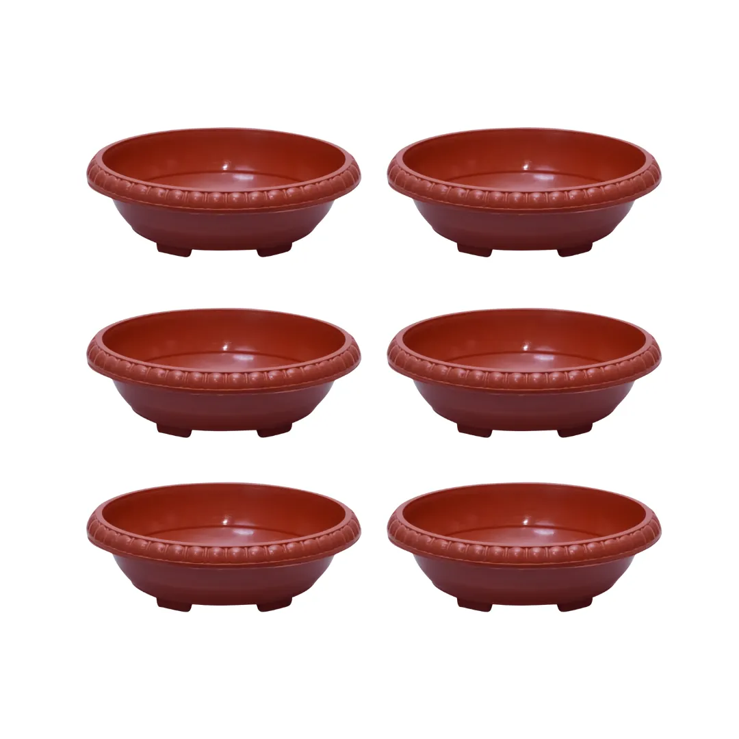 Set of 6 - 12 Inch Terracotta Red Zen Master Large Premium Plastic Planter