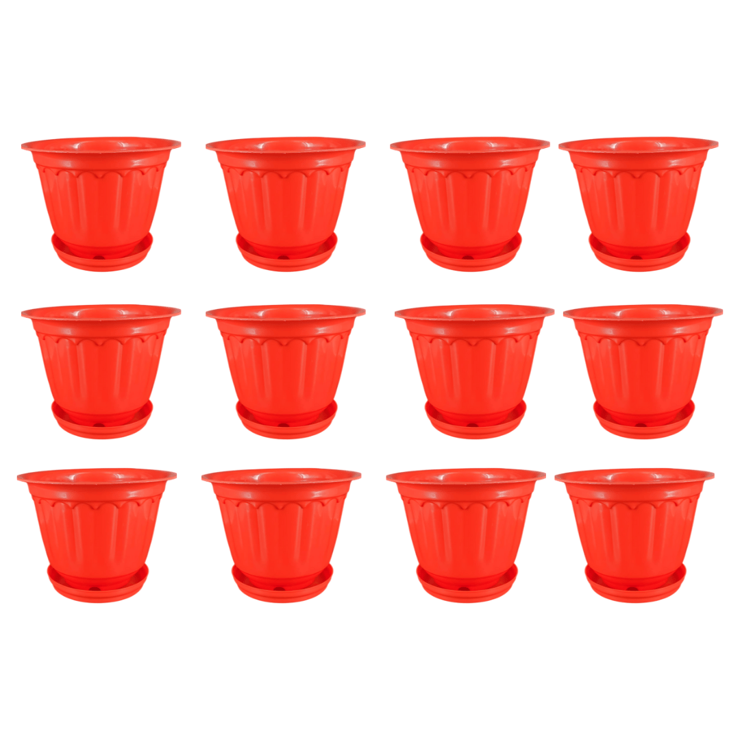 Set of 12 - 8 Inch Red Jasmine Guardian Premium Plastic Planter