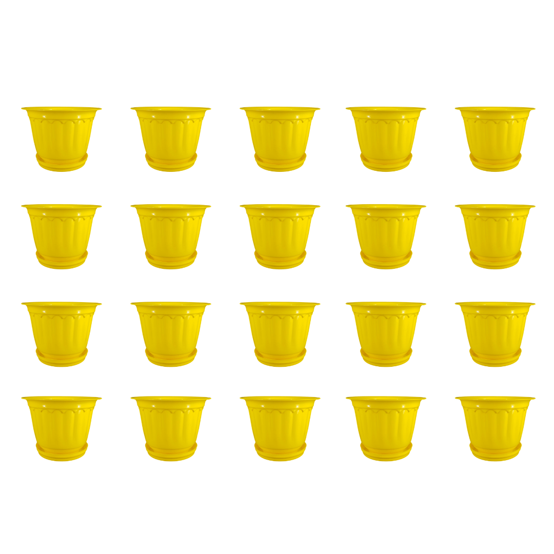 Set of 20 - 8 Inch Yellow Jasmine Guardian Premium Plastic Planter
