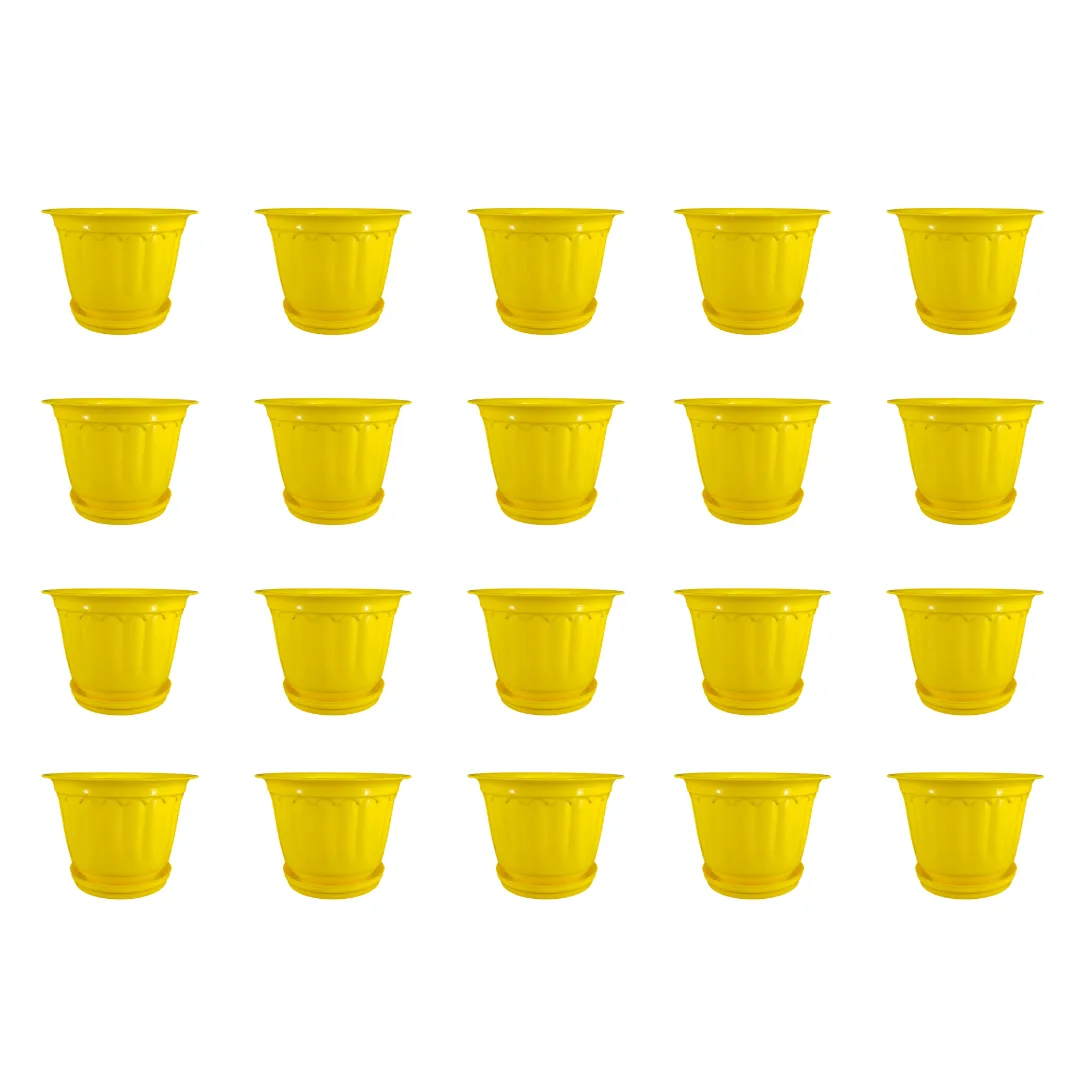 Set of 20 - 8 Inch Yellow Jasmine Guardian Premium Plastic Planter