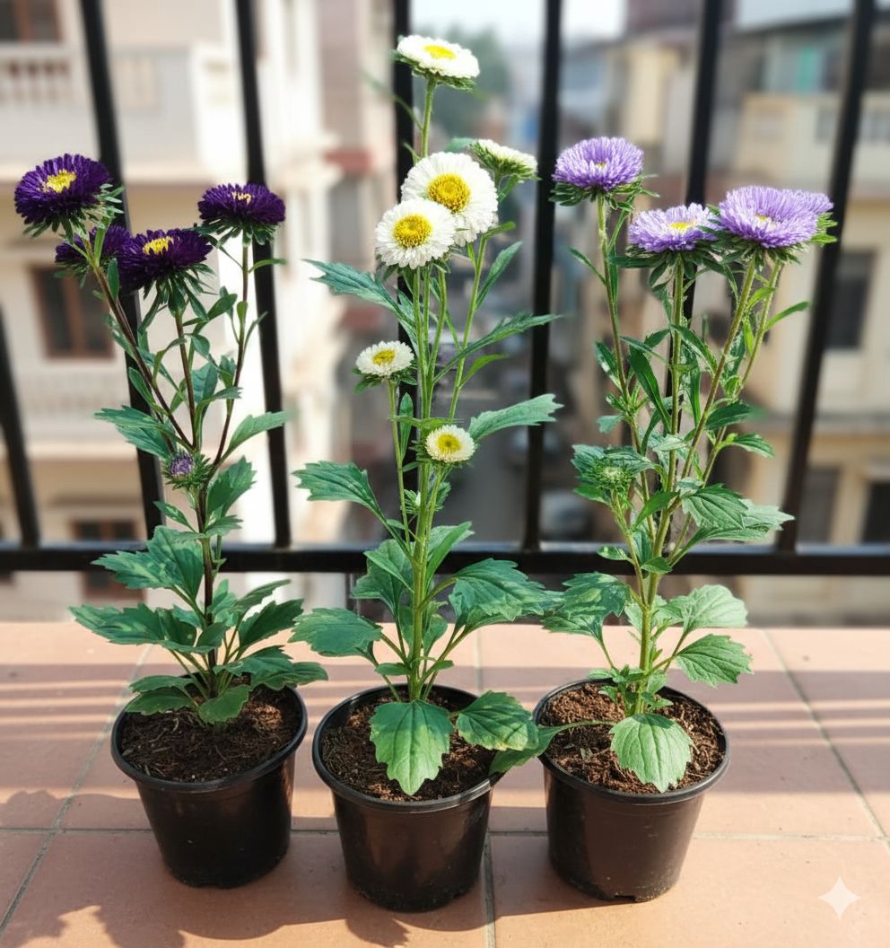 Set of 3 - Aster (Purple, White & Lavender) in 4 Inch Nursery Pot