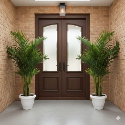 Entrance Special - Set of 2 - Areca XL (4-5 Ft) in 12 inch Classy White Plastic Pot