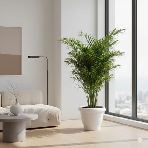Areca XL (4-5 Ft) in 12 inch Classy White Plastic Pot