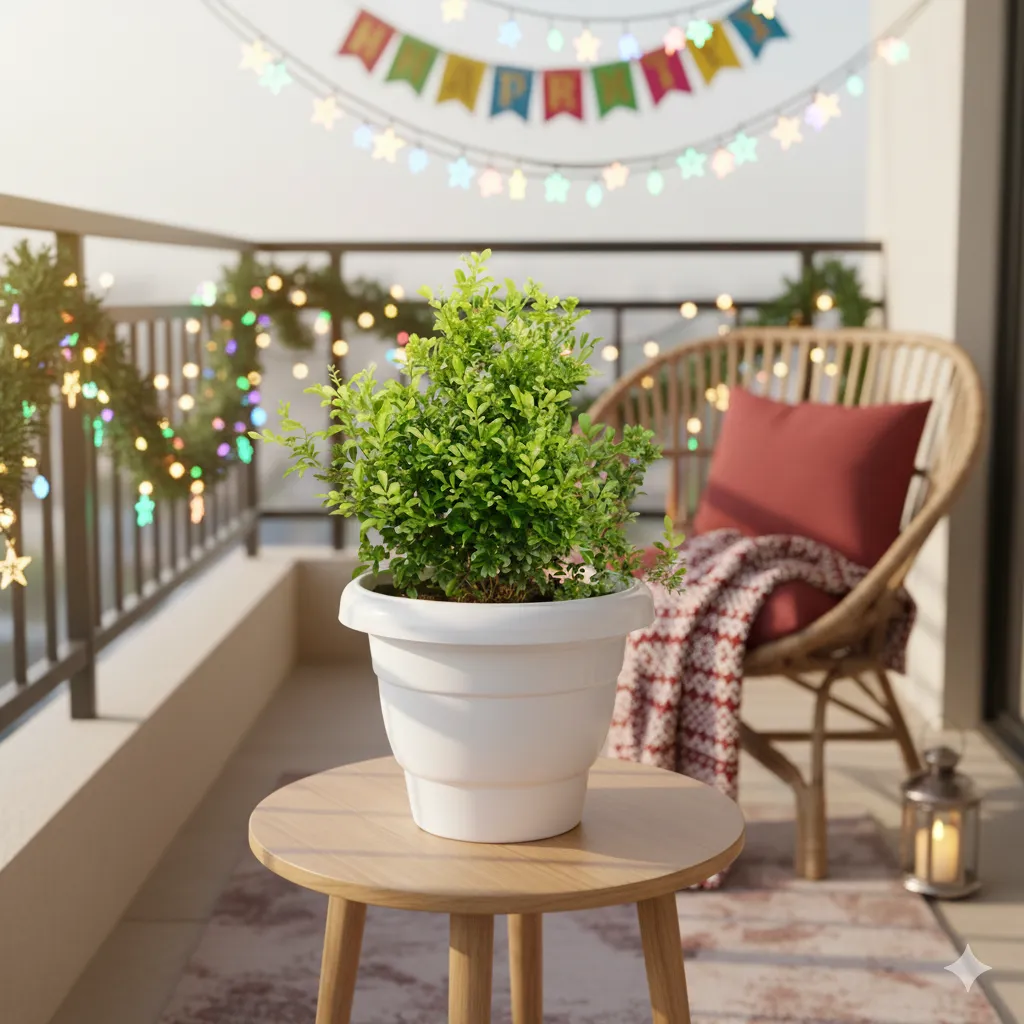 Madhu Kamini in 8 Inch Classy White Plastic Pot